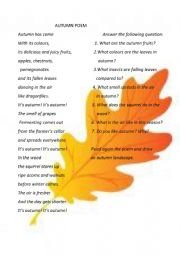 English Worksheet: AUTUMN POEM