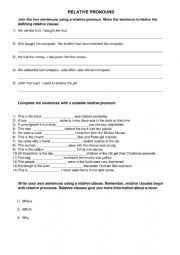 Relative pronouns worksheet