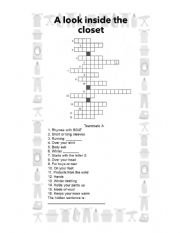 English Worksheet: coop crossword puzzle on clothes