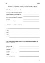 English Worksheet: English numbers