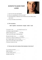 English Worksheet: 50 ways to leave your lover - Paul Simon
