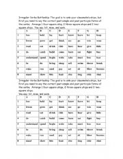 English Worksheet: Irregular Verbs Battleship