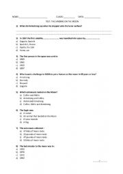 English Worksheet: The landing on the moon