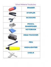 English Worksheet: School Material Vocabulary