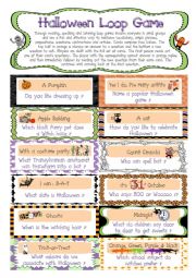 English Worksheet: Halloween Loop Game: Speaking Practise Activity
