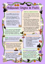 English Worksheet: Halloween Origins and Fun Facts; Annex 2 of Halloween Loop Game: Speaking Activity