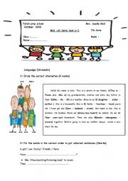 English Worksheet: mid term test n1 /7th form