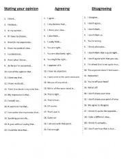English Worksheet: Expressions to state your opinion