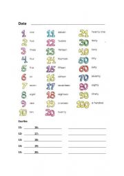 English Worksheet: NUMBERS 1-100
