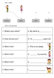 family worksheet for kids