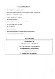 English Worksheet: Speaking about EXPECTATIONS