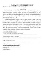 English Worksheet: Reading Comprehension