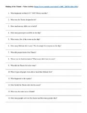 English Worksheet: Sinking of the Titanic - Video Activity