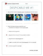 English Worksheet: Despicable Me (part 1)