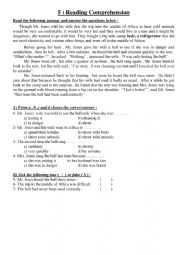 English Worksheet: Reading Comprehension