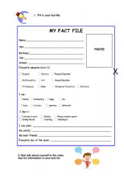 English Worksheet: My fact file - back to school
