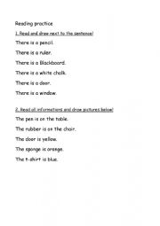 English Worksheet: Read and draw