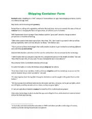 English Worksheet: Shipping Container Farm