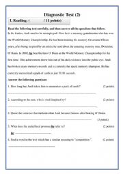 English Worksheet: Diagnostic Test 2
