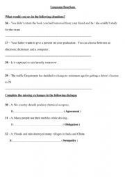 English Worksheet: Language Functions