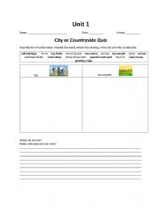 English Worksheet: Unit 1 Countryside or City Quiz 