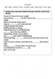 English Worksheet: BTS DYNAMITE FILL IN THE BLANK LYRICS