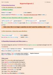 Reported Speech 2: Reporting Questions, commands and other cases