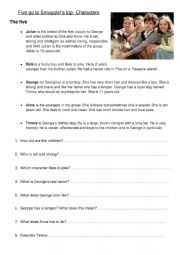 English Worksheet: Famous Five Characters