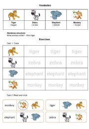 Animal worksheet for kids