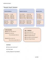 English Worksheet: Possession �have got-has got�