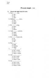 English Worksheet: Present simple