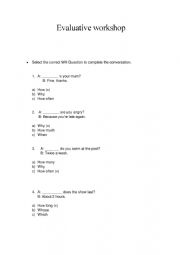 English Worksheet: worksheet evaluation