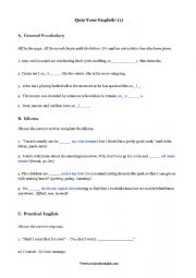 Quiz Your English 1 - Vocabulary Worksheet