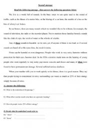 English Worksheet: Reading Comprehension