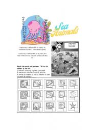 English Worksheet: Sea Animals fun