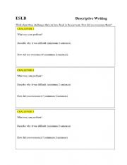 English Worksheet: Descriptive writing in the simple past