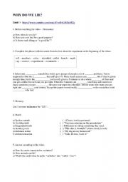 English Worksheet: Video Class - Why do we lie
