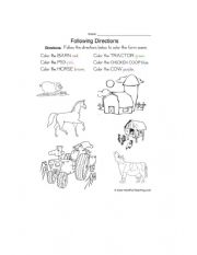 English Worksheet: Coloring with instructions activity