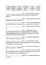 English Worksheet: Spelling Words Definitions Grade 4 Week 21