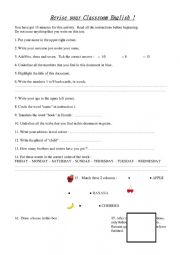 English Worksheet: Revise Classroom English