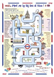 English Worksheet: Meet Me By Big Ben at Noon- Directions Maze