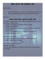 English Worksheet: Igors lab of fear : Werewolf skin