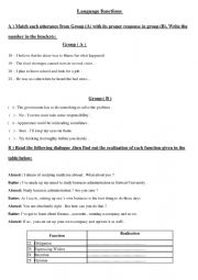 English Worksheet: Language Functions