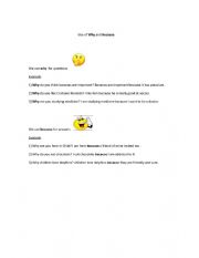 English Worksheet: use of why and because