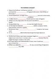 English Worksheet: The Norman Conquest