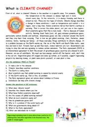 English Worksheet: What is climate change?