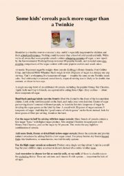 English Worksheet: Cereals reading
