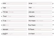 number writing practice (1-16)