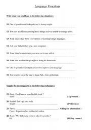 English Worksheet: Language Functions