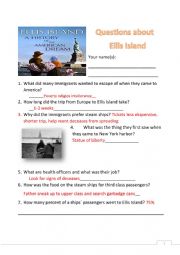 English Worksheet: Ellis Island